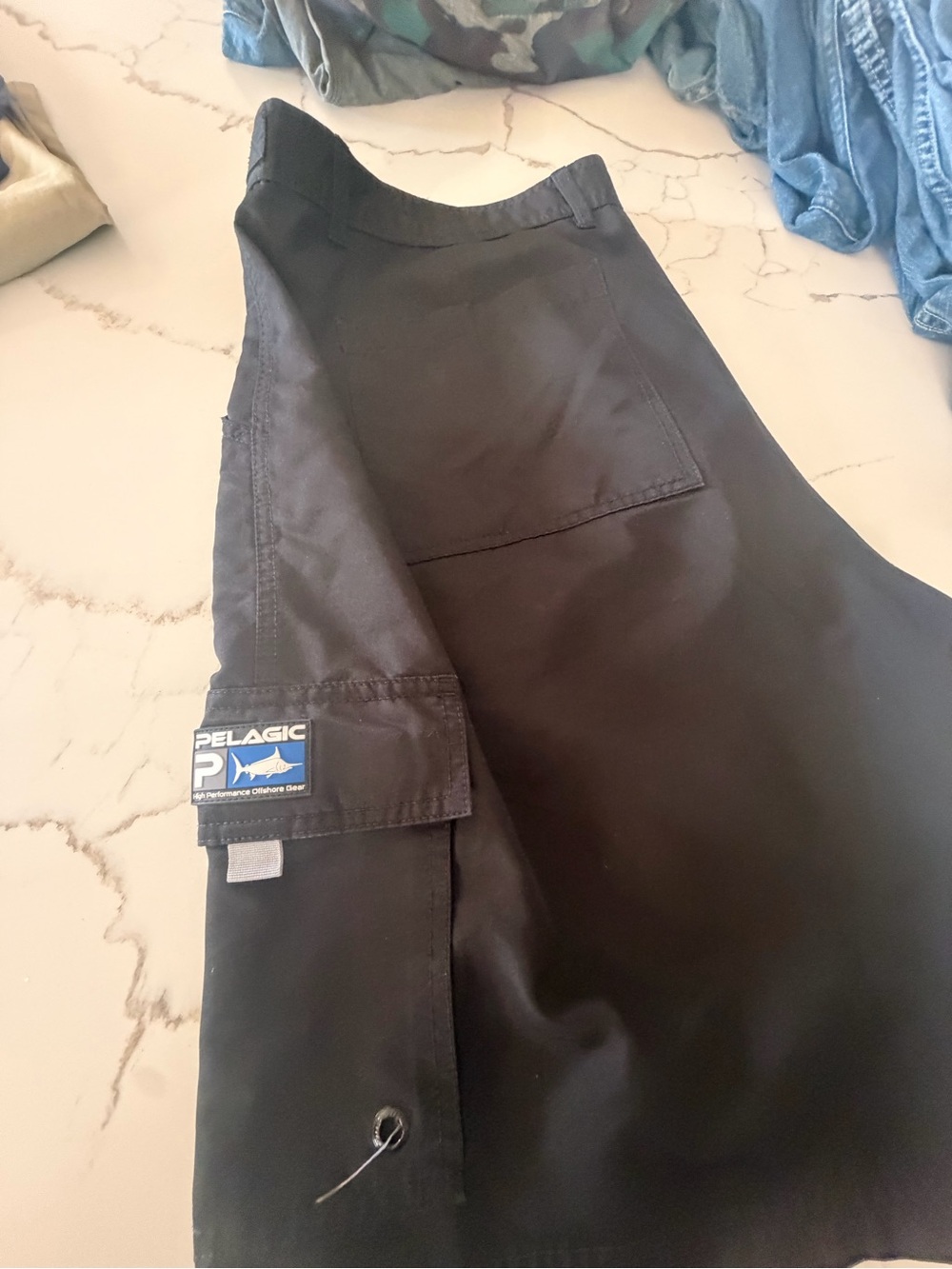 Pelagic Black Men's Swim Board Shorts with Cargo Pocket